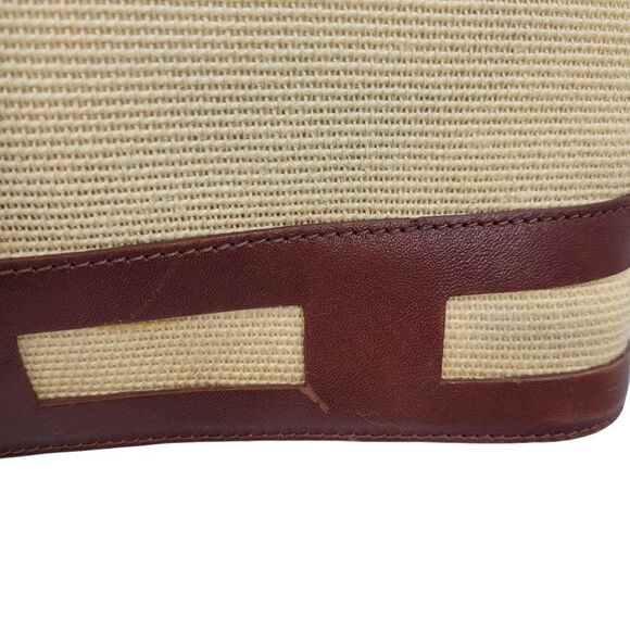 Etienne Aigner Crossbody Bag Country Cottage Core Basket Weave Leather Trim Tan - Picture 12 of 17